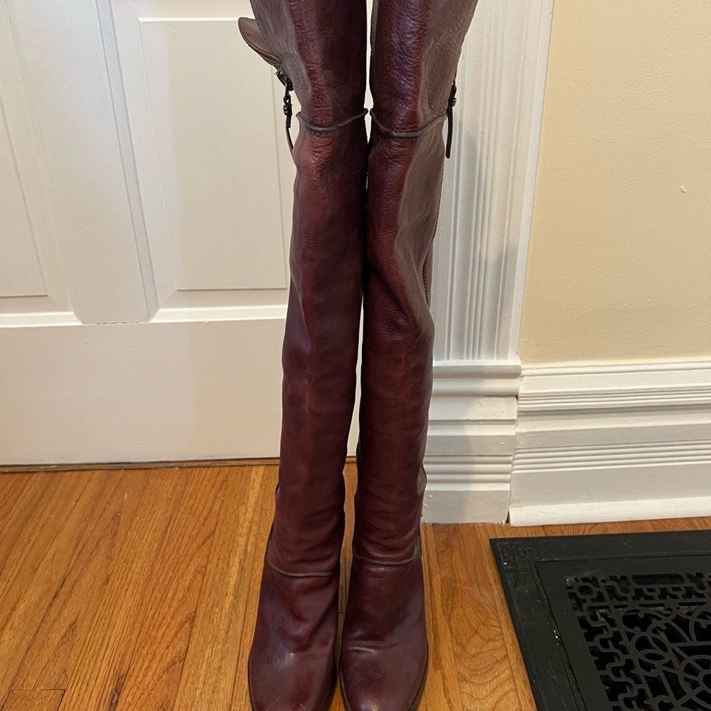 Via Spiga Burgundy Over the Knee Boots